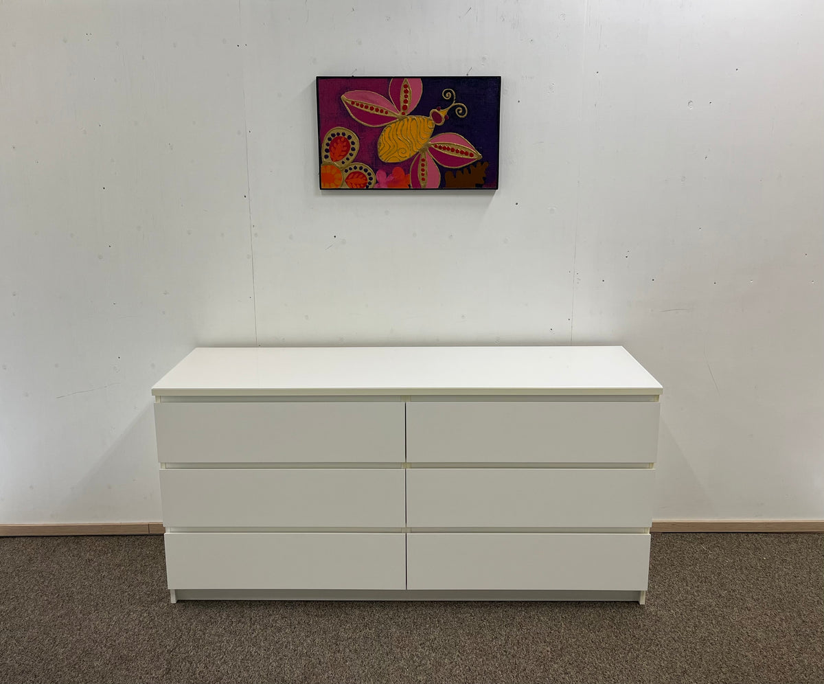 IKEA MALM Lipasto Lasilevyllä, 6 laatikkoa