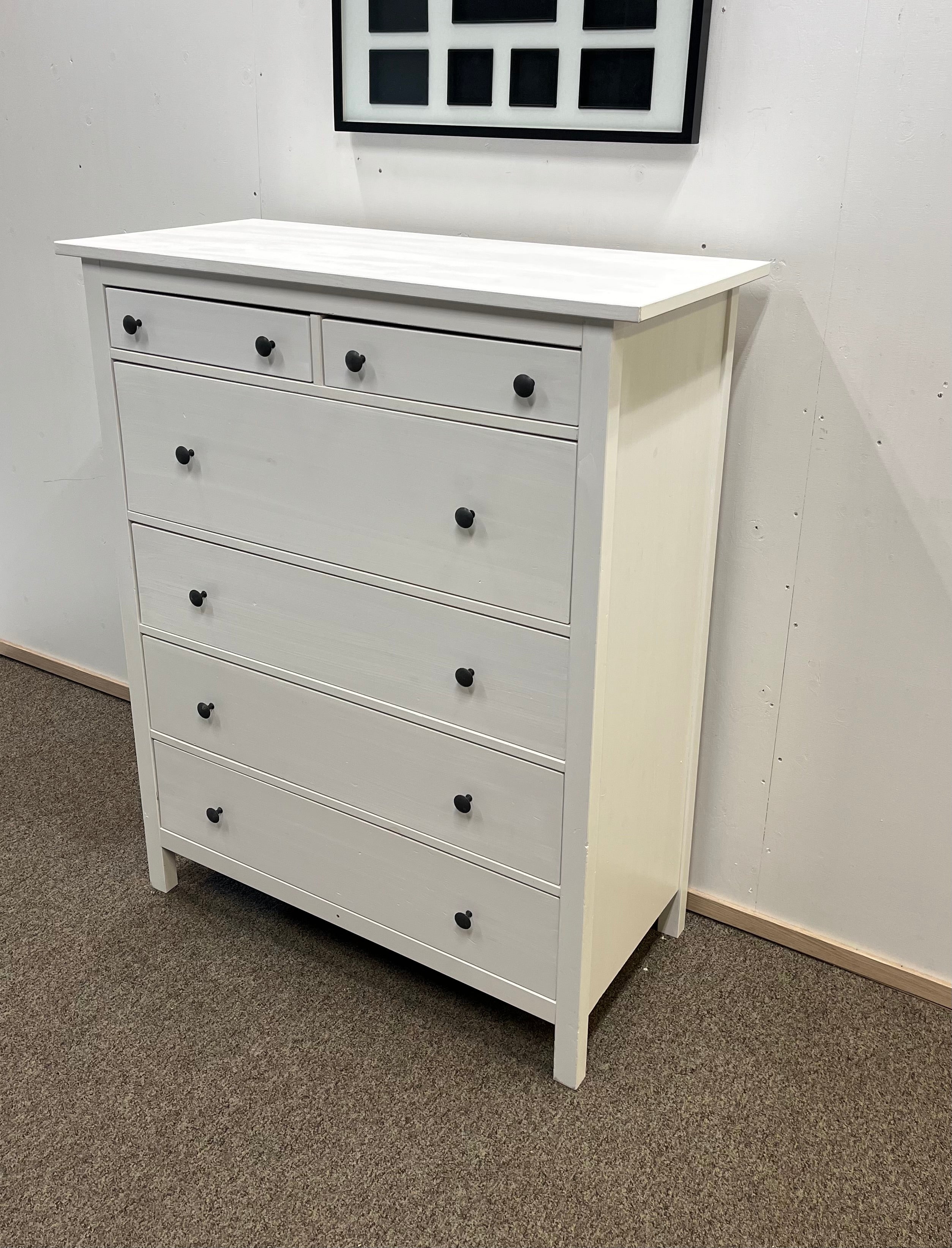 IKEA HEMNES Lipasto, 6 laatikkoa, valkoiseksi petsattu