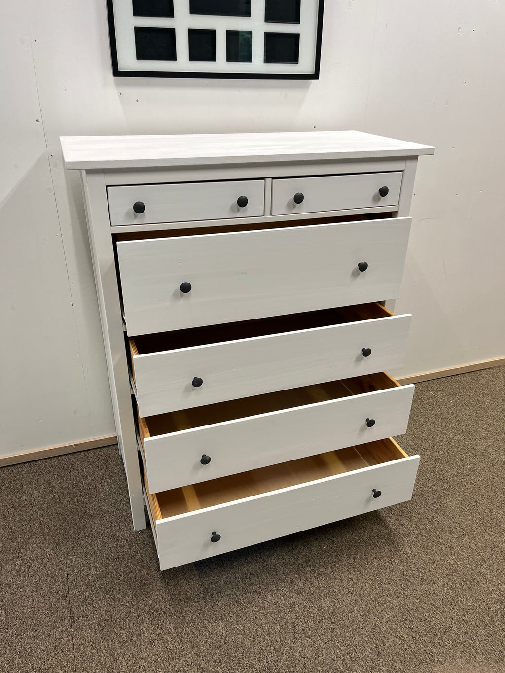 IKEA HEMNES Lipasto, 6 laatikkoa, valkoiseksi petsattu