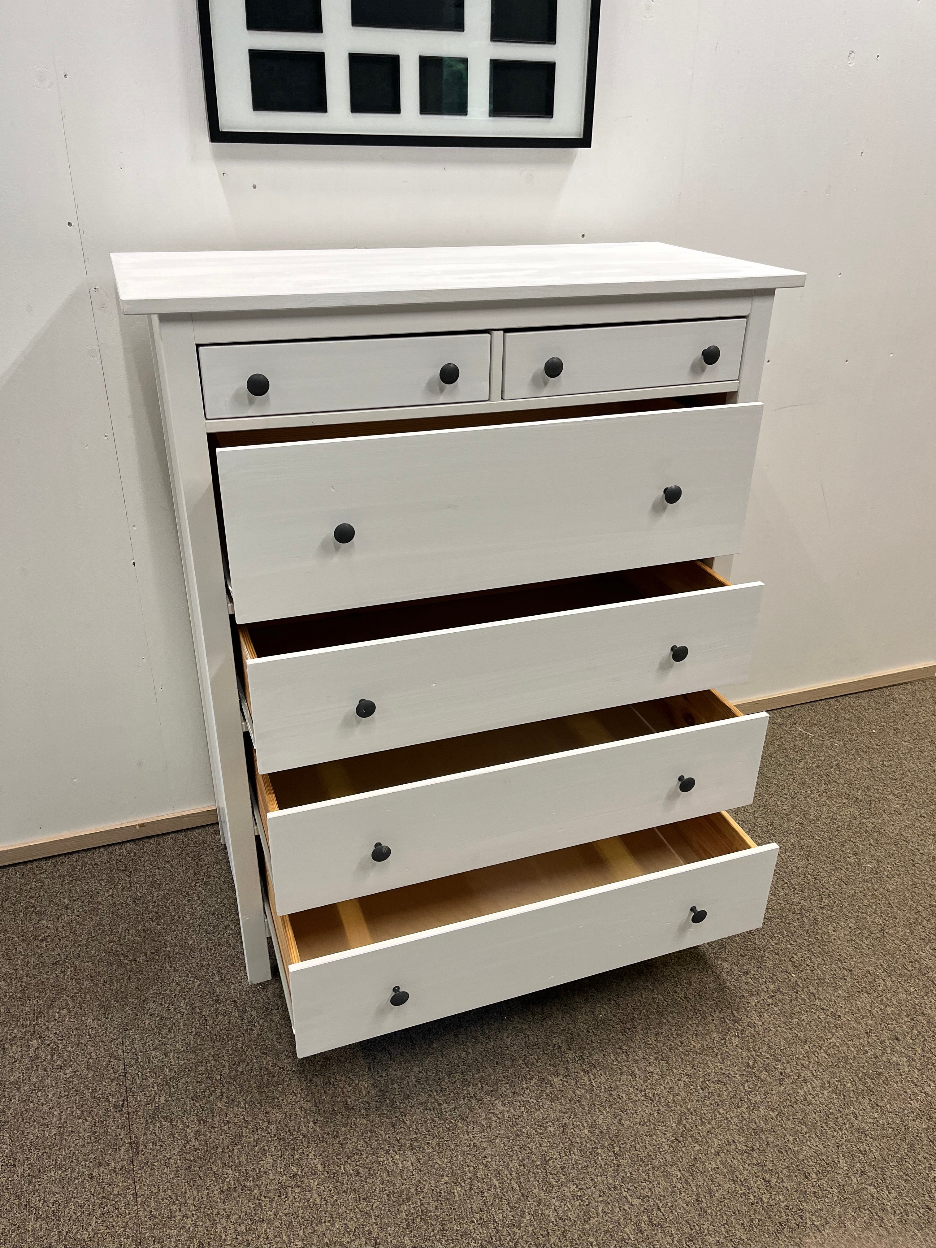 IKEA HEMNES Lipasto, 6 laatikkoa, valkoiseksi petsattu