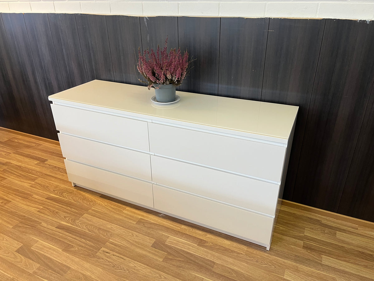 IKEA MALM Lipasto Lasilevyllä, 6 laatikkoa