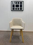 JYSK ADSLEV Ruokapöydän tuoli, 4 kpl, beige kangas/luonn.tammenvärinen