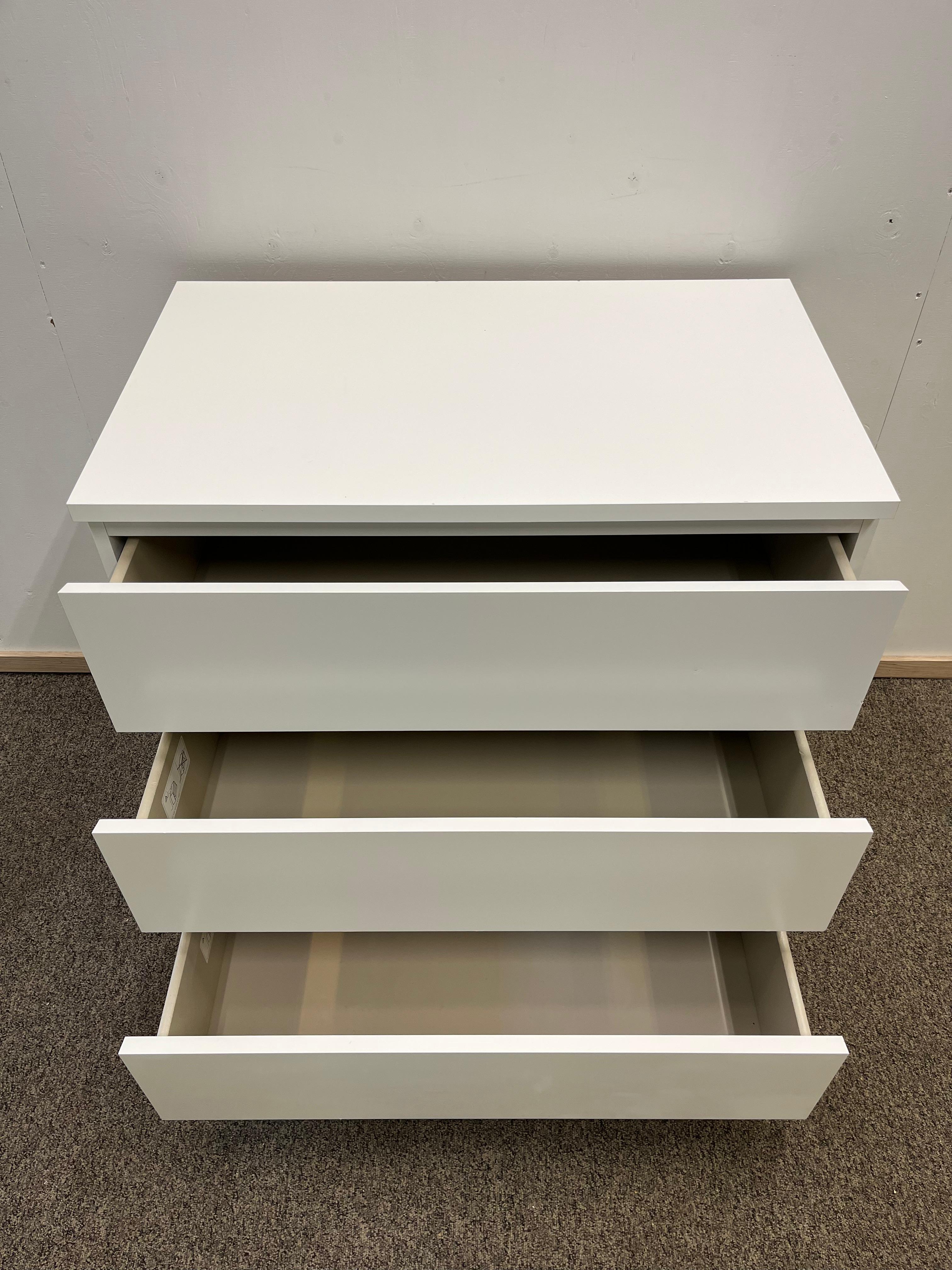 IKEA MALM Lipasto, 3 laatikkoa, valkoinen