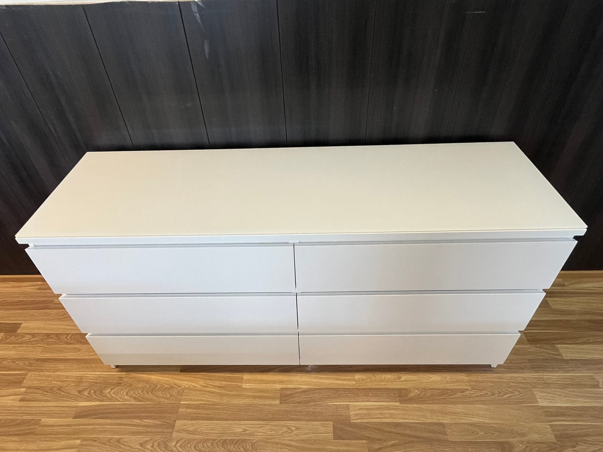 IKEA MALM Lipasto Lasilevyllä, 6 laatikkoa