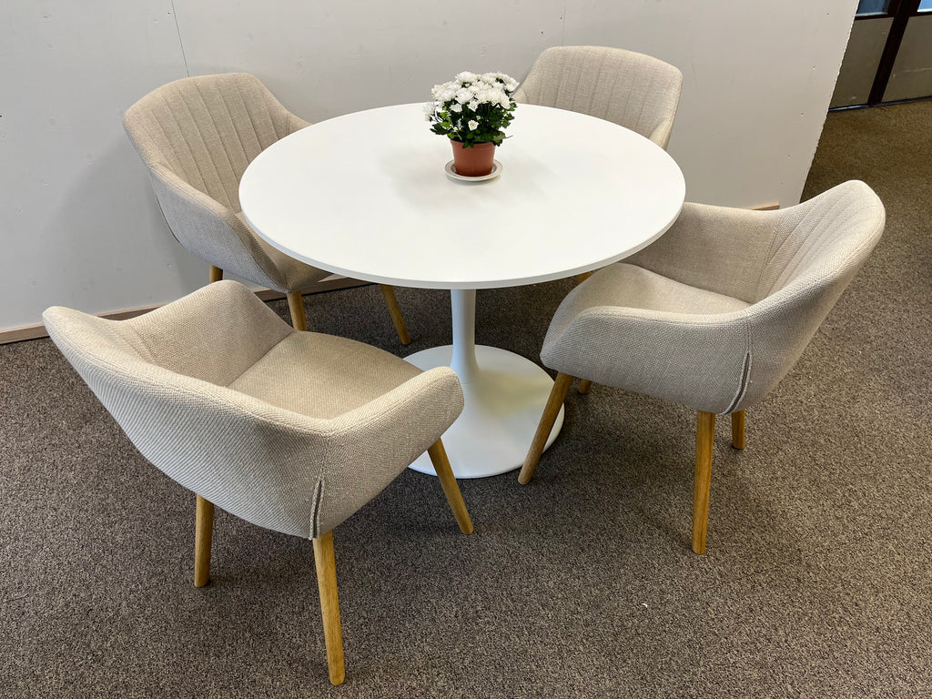 JYSK ADSLEV Ruokapöydän tuoli, 4 kpl, beige kangas/luonn.tammenvärinen