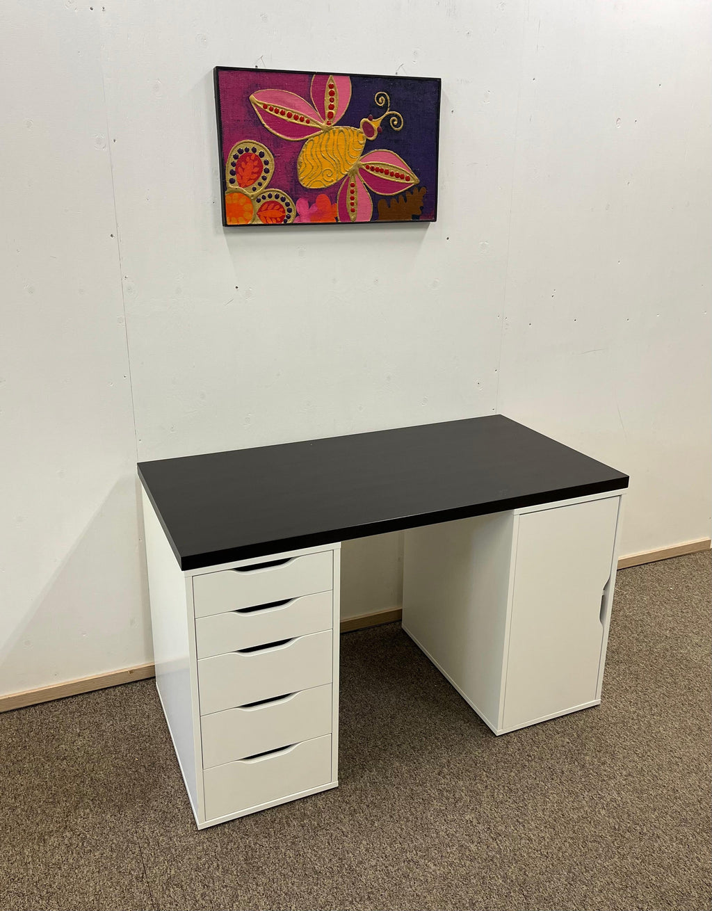 IKEA LAGKAPTEN / ALEX Työpöytä, mustanruskea/valkoinen