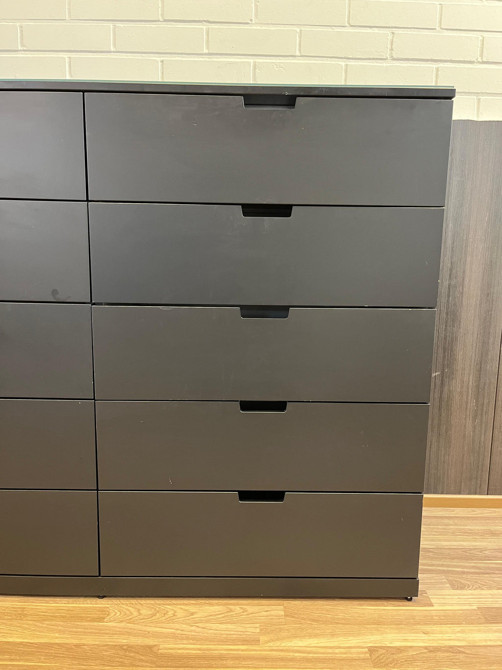 IKEA NORDLI Lipasto Lasileveyllä, 8 laatikkoa, antrasiitti