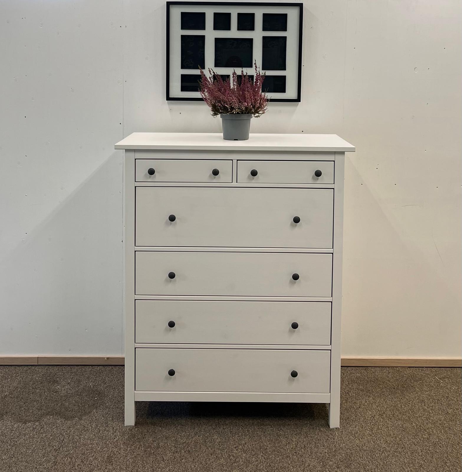IKEA HEMNES Lipasto, 6 laatikkoa, valkoiseksi petsattu