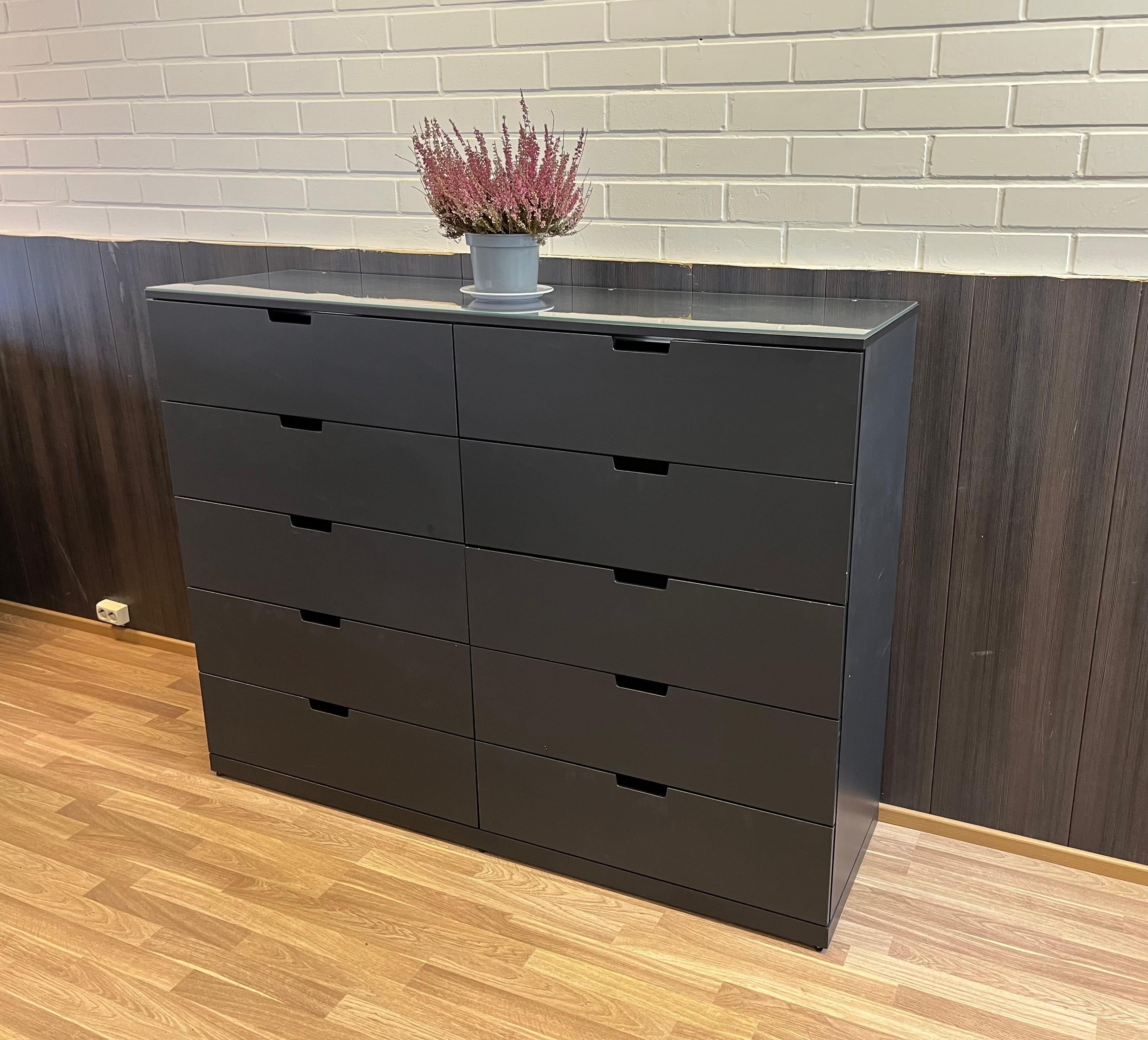 IKEA NORDLI Lipasto Lasileveyllä, 8 laatikkoa, antrasiitti