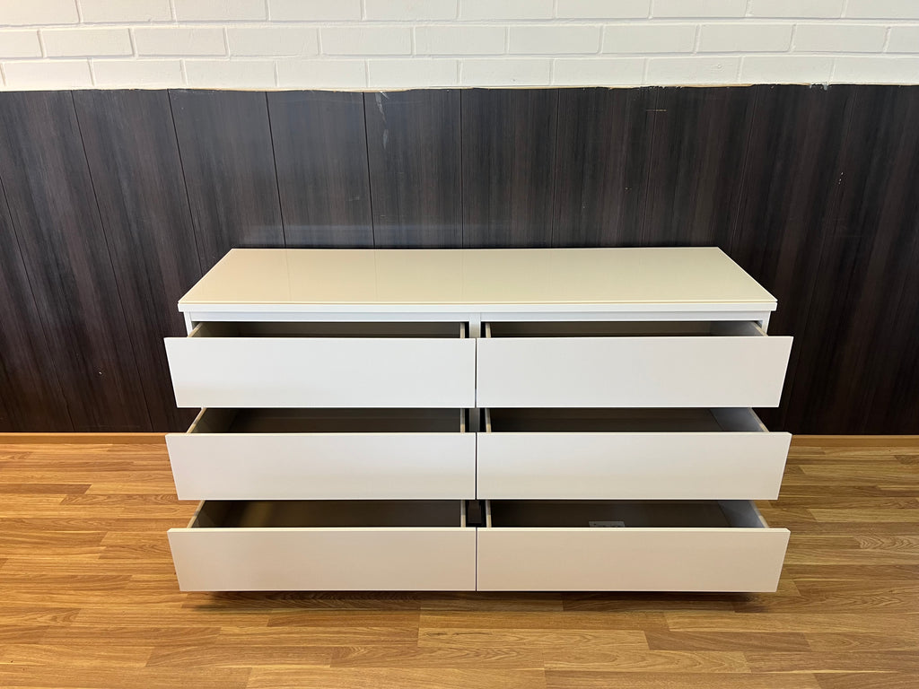 IKEA MALM Lipasto Lasilevyllä, 6 laatikkoa