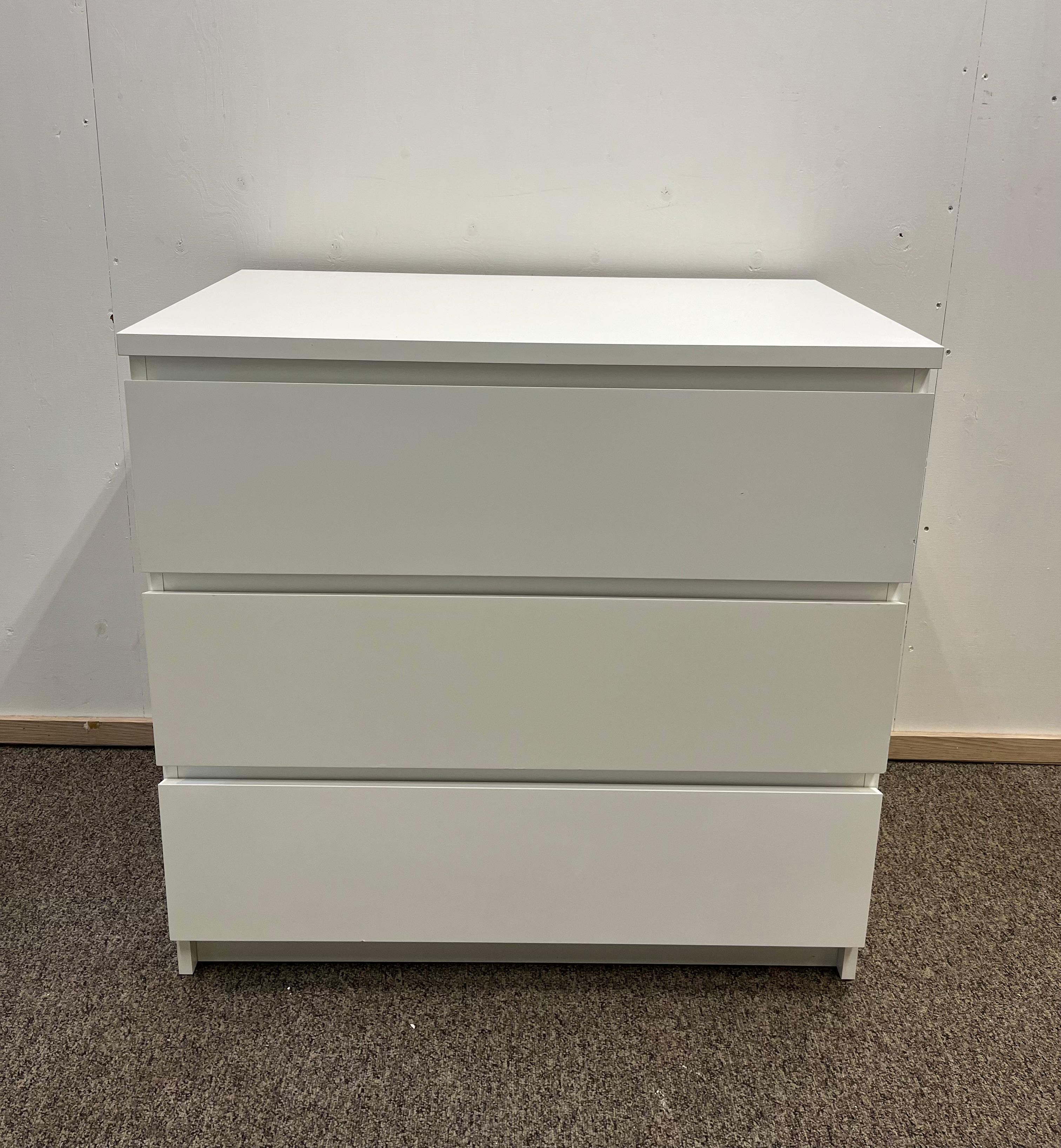 IKEA MALM Lipasto, 3 laatikkoa, valkoinen