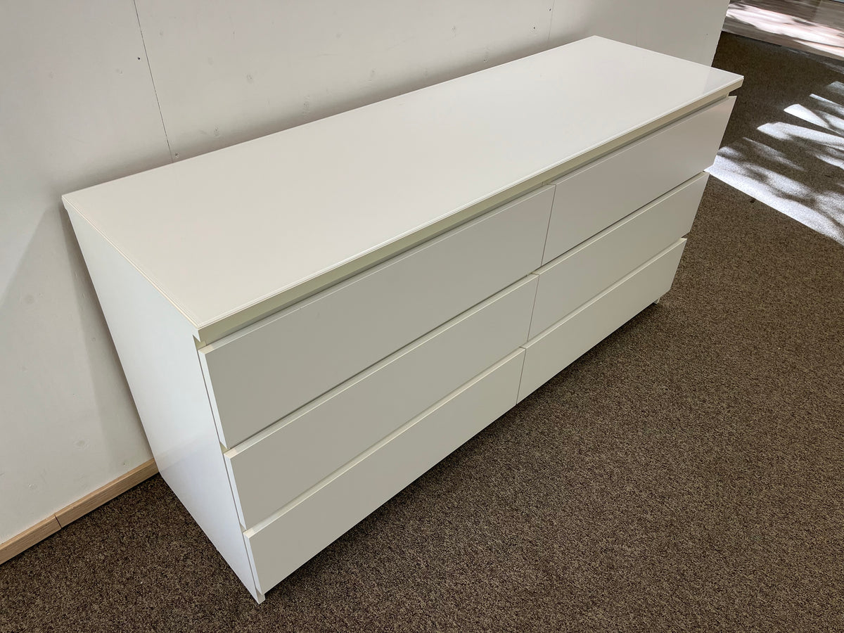 IKEA MALM Lipasto Lasilevyllä, 6 laatikkoa