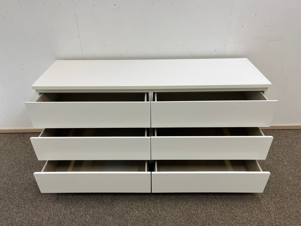 IKEA MALM Lipasto Lasilevyllä, 6 laatikkoa