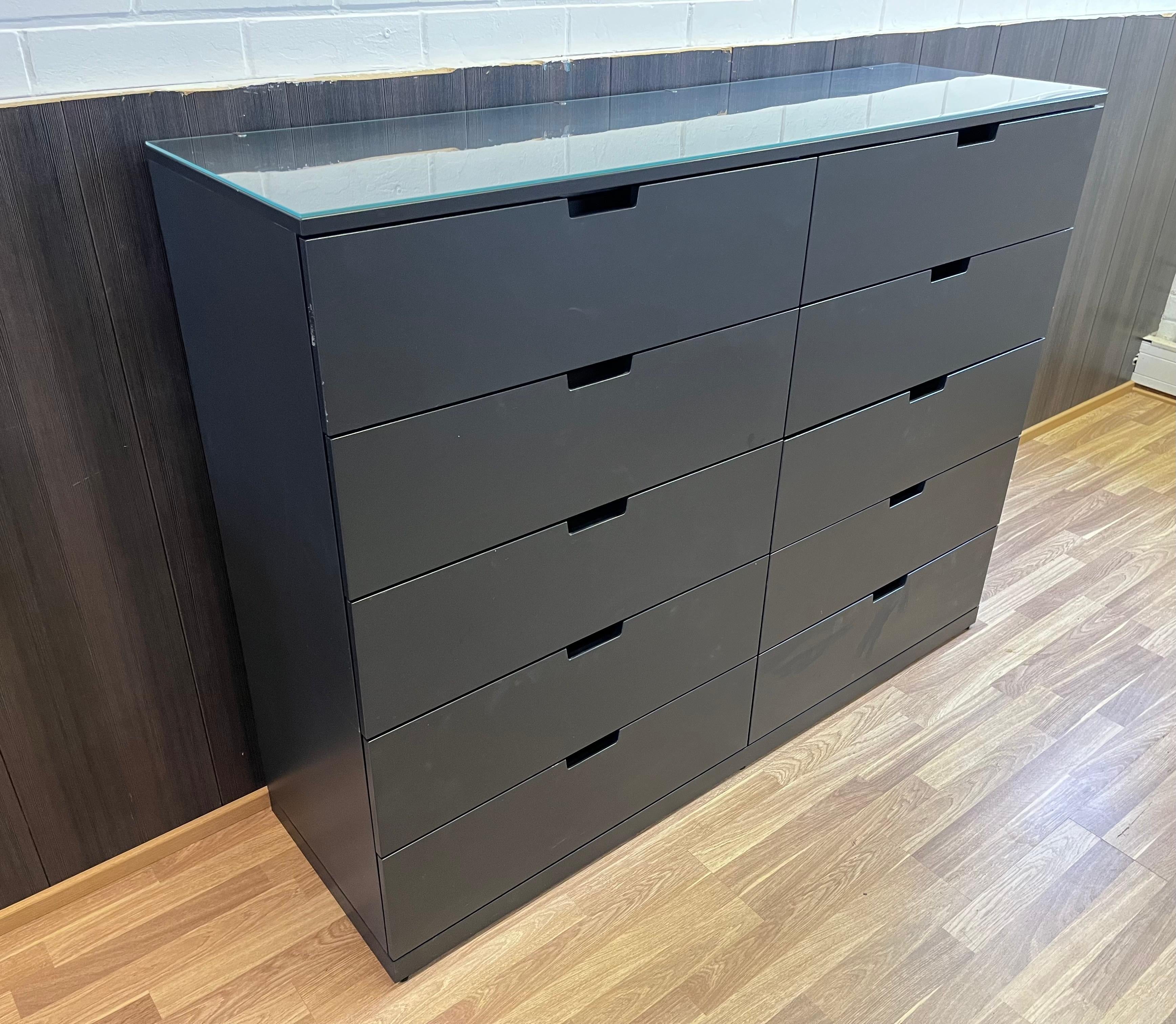IKEA NORDLI Lipasto Lasileveyllä, 8 laatikkoa, antrasiitti