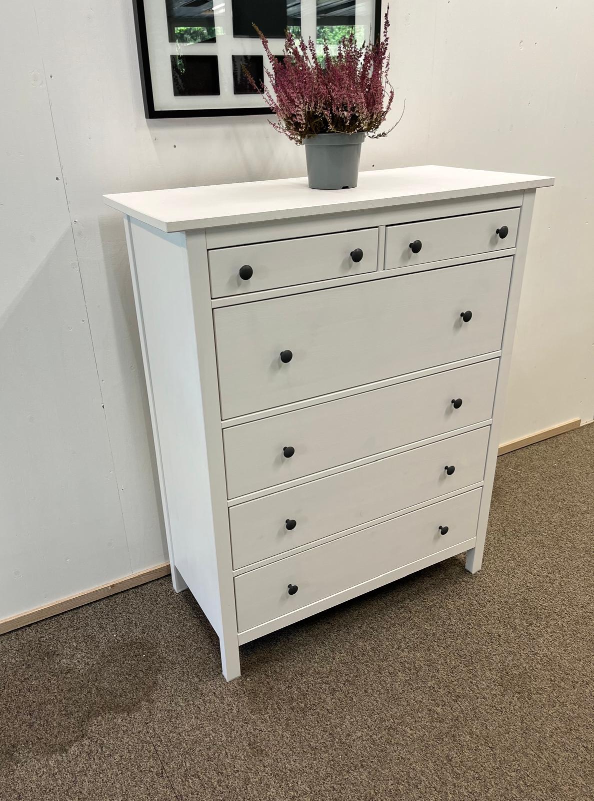 IKEA HEMNES Lipasto, 6 laatikkoa, valkoiseksi petsattu