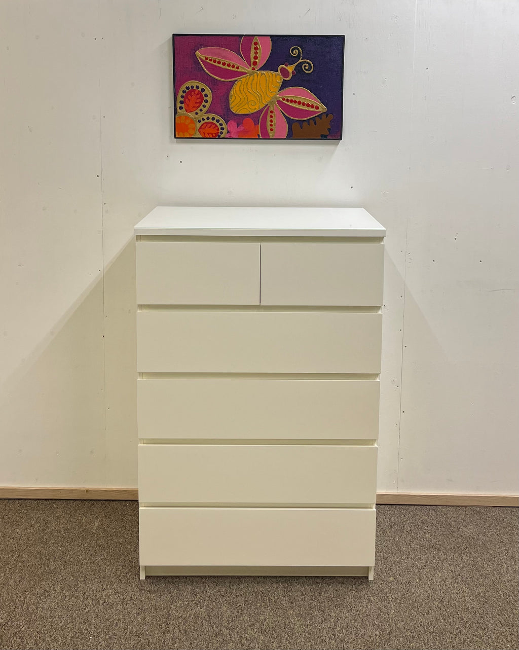 IKEA MALM Lipasto lasilevyllä, 6 laatikkoa