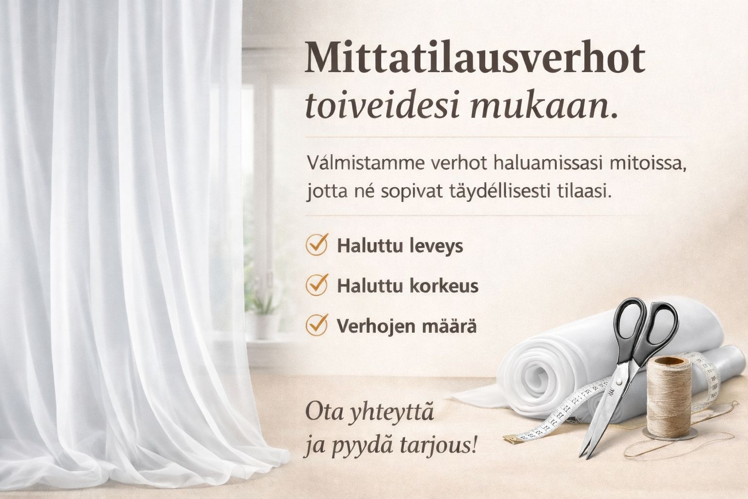 TERGAN Voileeverhot, 2 kpl