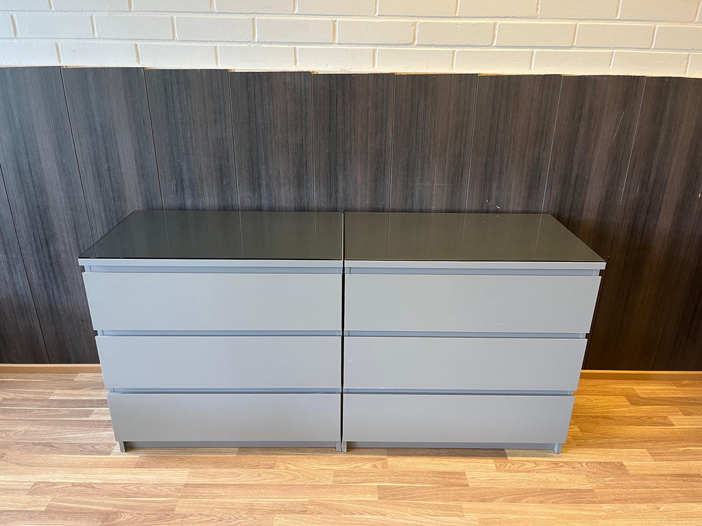 IKEA MALM Lipasto Lasileveyllä, 3 laatikkoa, 2 kpl