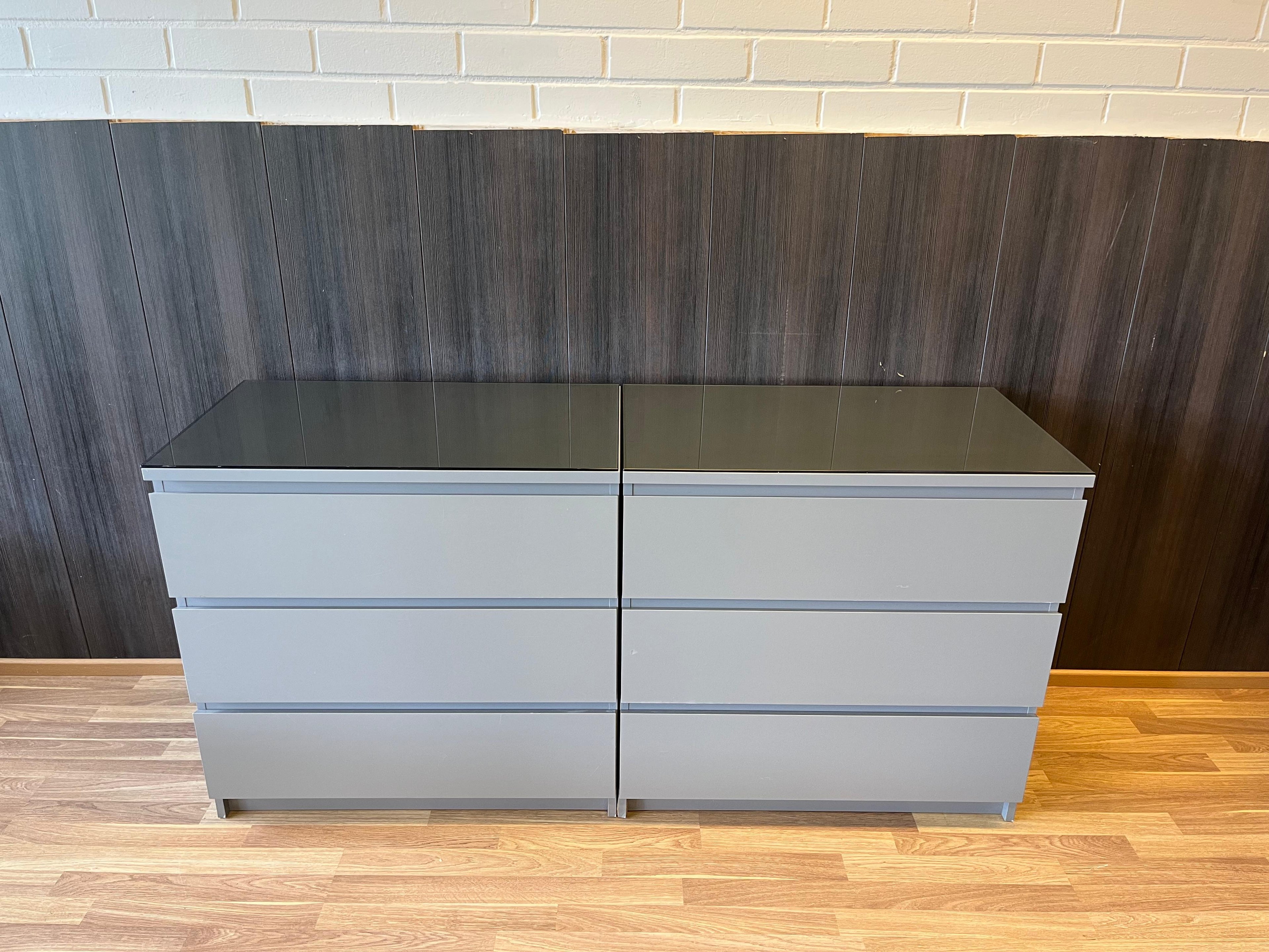 IKEA MALM Lipasto Lasileveyllä, 3 laatikkoa, 2 kpl