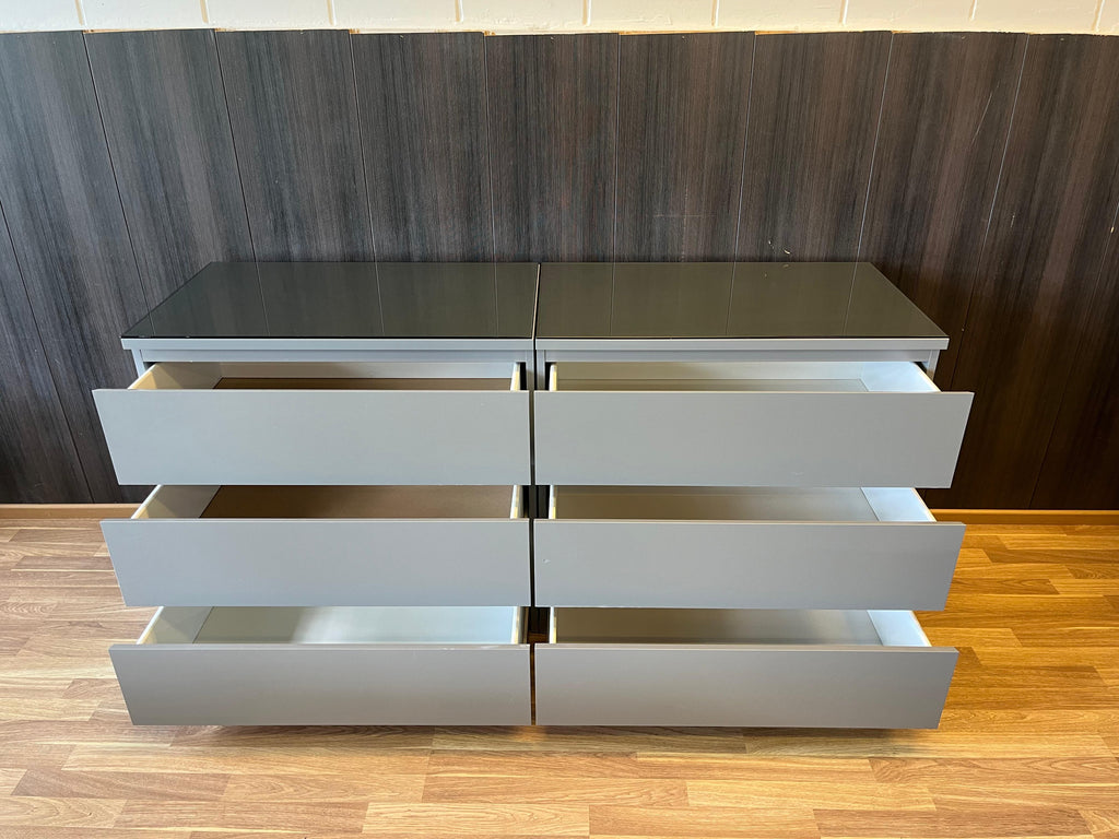 IKEA MALM Lipasto Lasileveyllä, 3 laatikkoa, 2 kpl