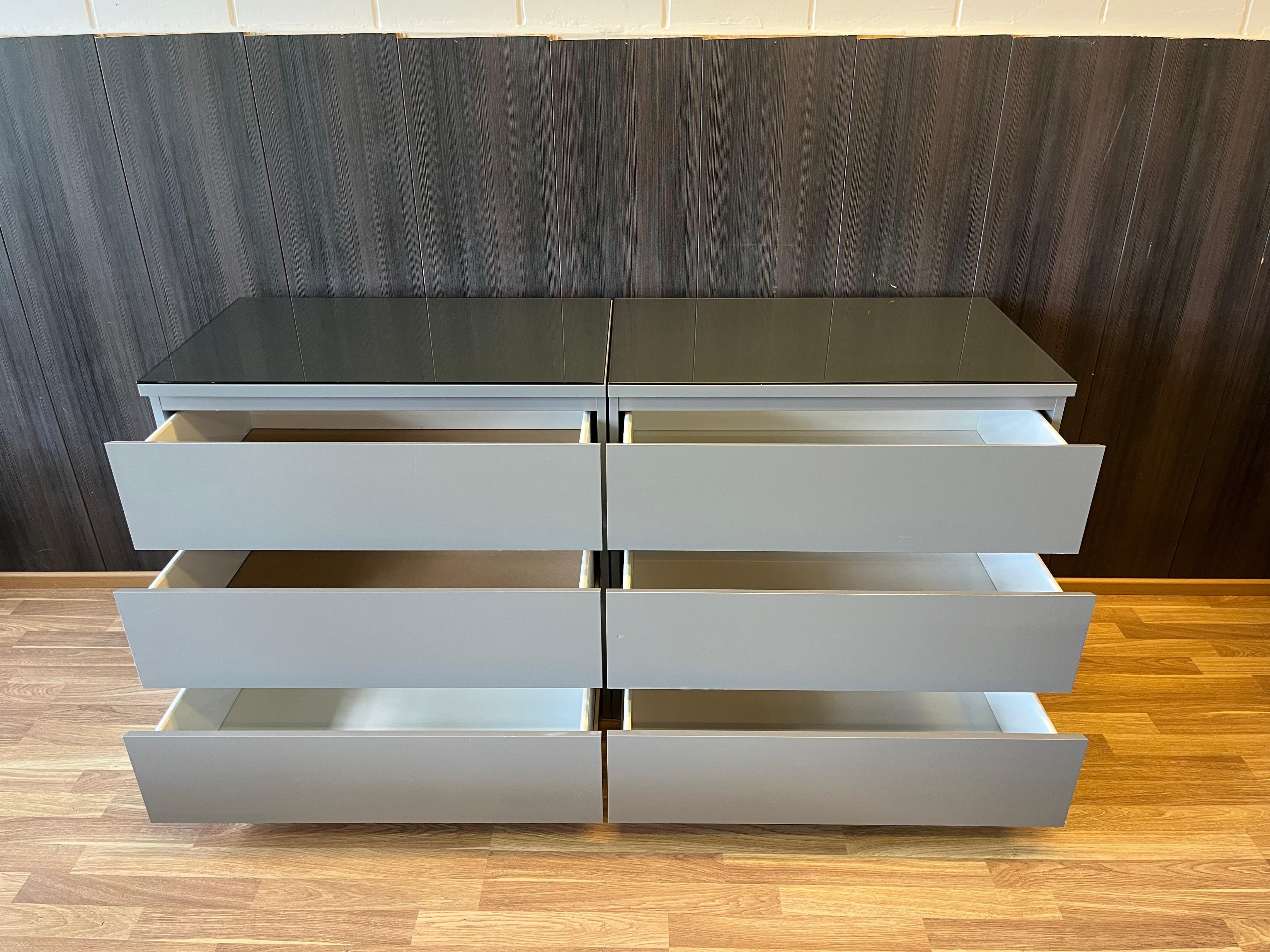 IKEA MALM Lipasto Lasileveyllä, 3 laatikkoa, 2 kpl