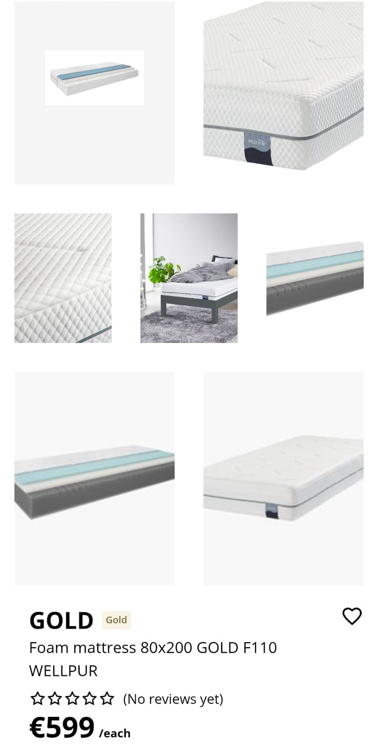 IKEA MALM Sängynrunko, jossa 2 laatik & WELLPUR GOLD F110 Vaahtomuovipatja